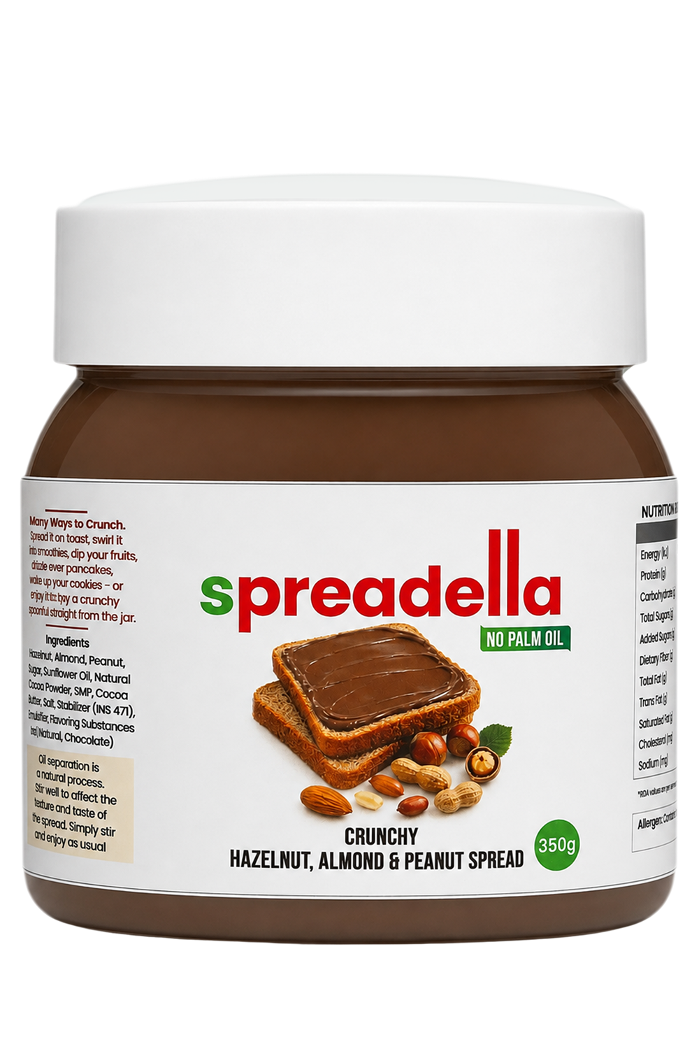 Spreadella crunchy hazelnut, almond and peanut spread